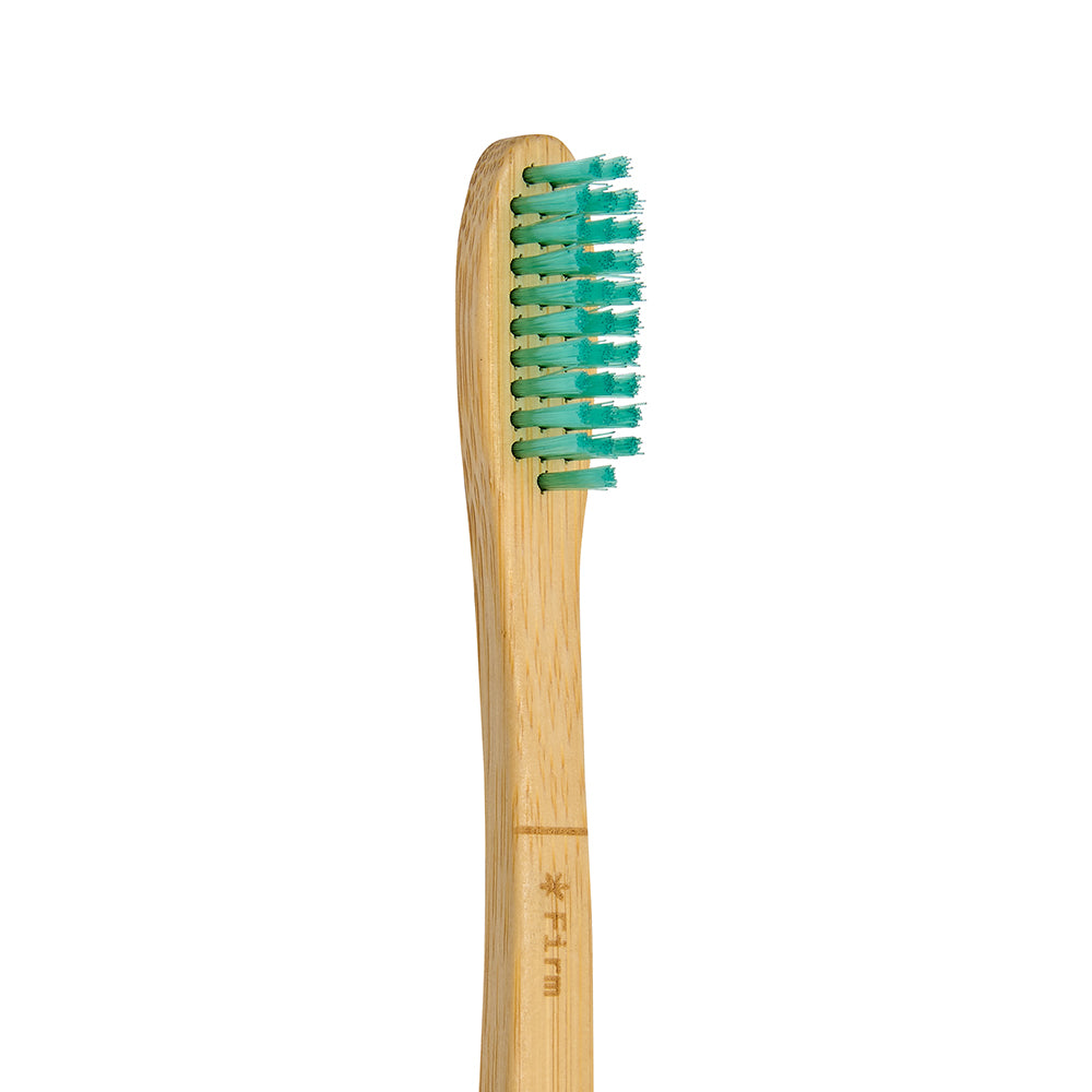 Eco Biobased Bamboo Toothbrush with BPA-free nylon bristles in soft, medium, firm, and kid’s options