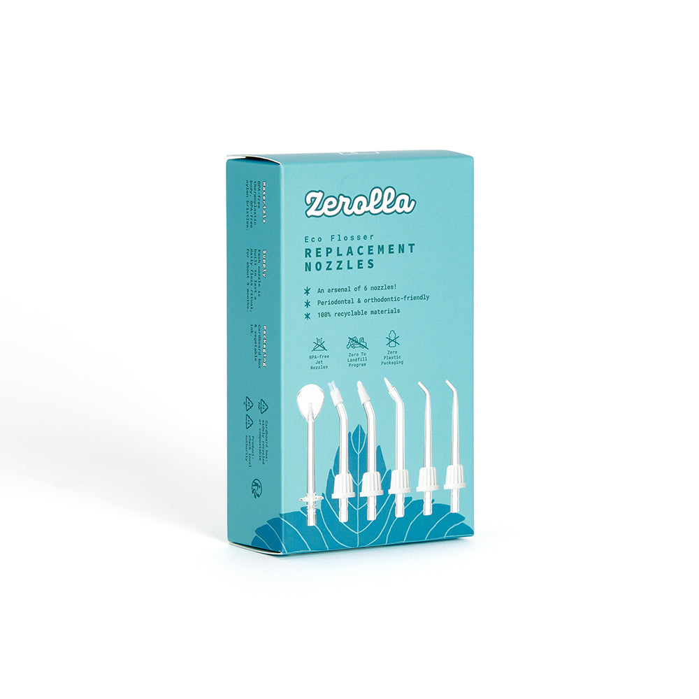 Portable eco electric water flosser with high-pressure jets and 6 specialized nozzles for effective plaque removal