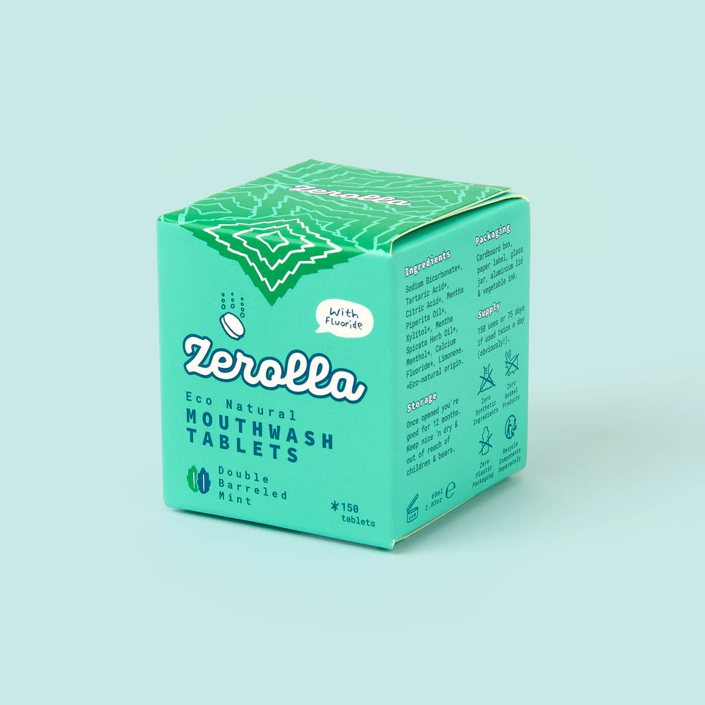 Eco natural mouthwash tablets with sodium bicarbonate for fresh breath and oral health, eco-friendly and plastic-free