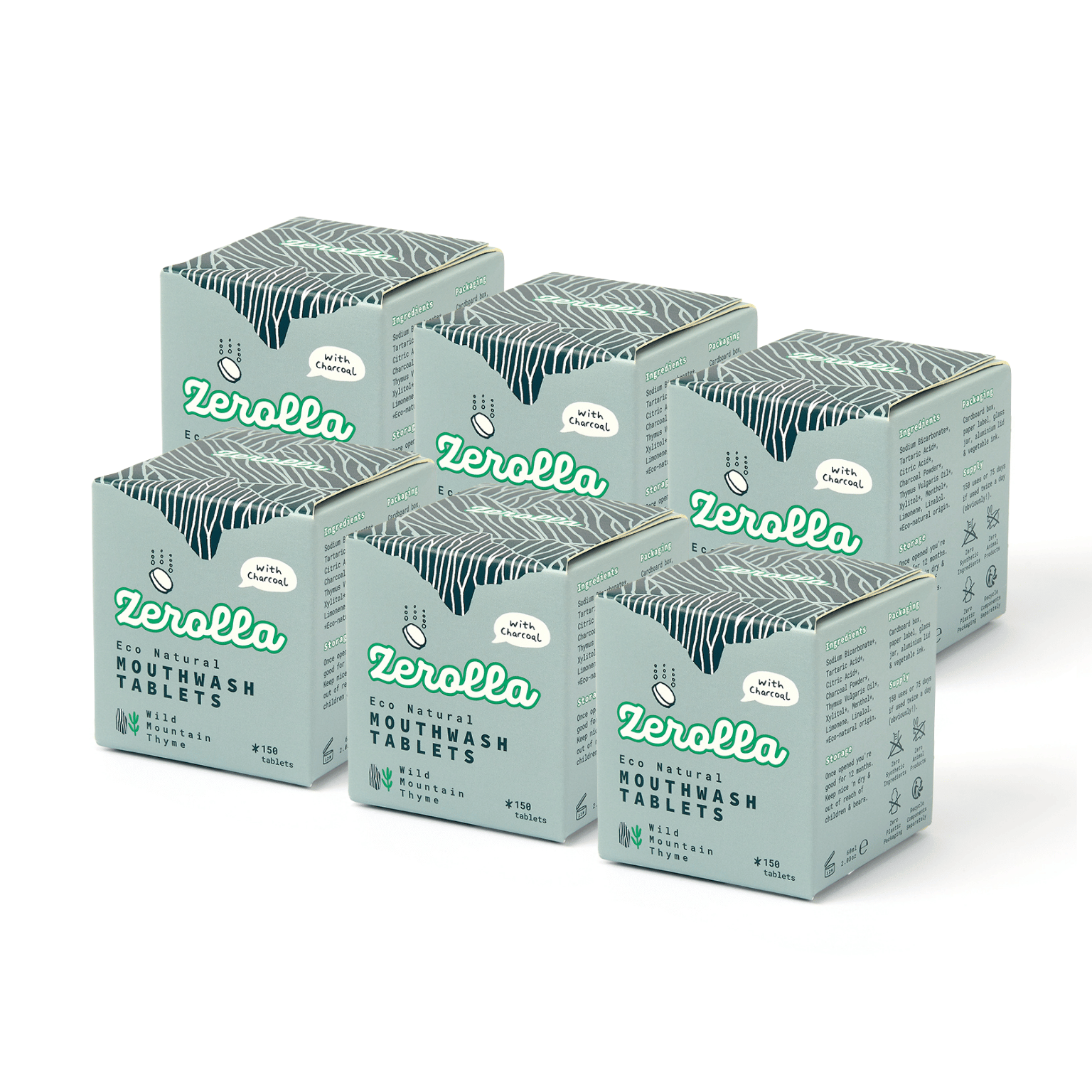 100% Natural Mouthwash Tablets - Charcoal Thyme