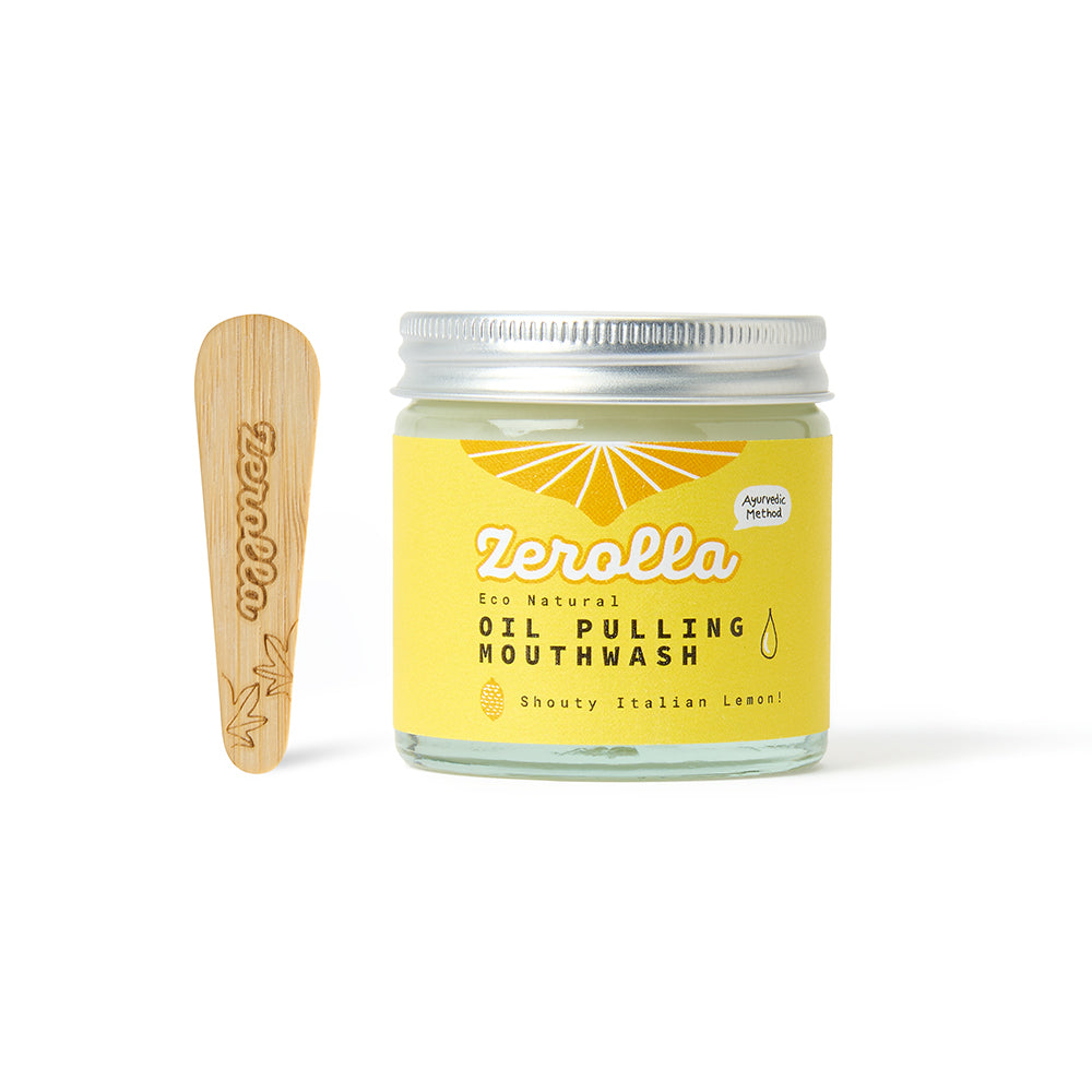 Eco Natural Oil Pulling Mouthwash with organic coconut and sesame oil, plastic-free and zero-waste alternative for oral care