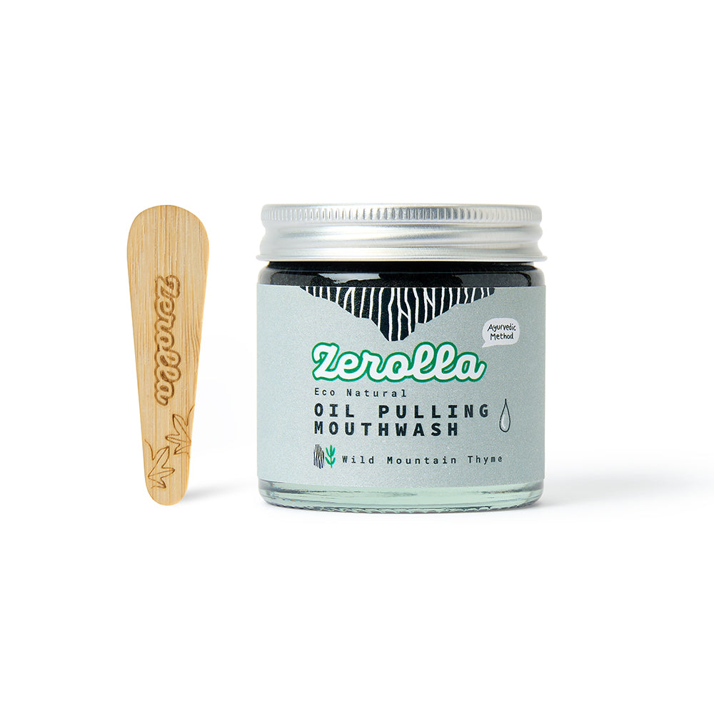 Eco Natural Oil Pulling Mouthwash with organic coconut and sesame oil for oral health and plaque removal