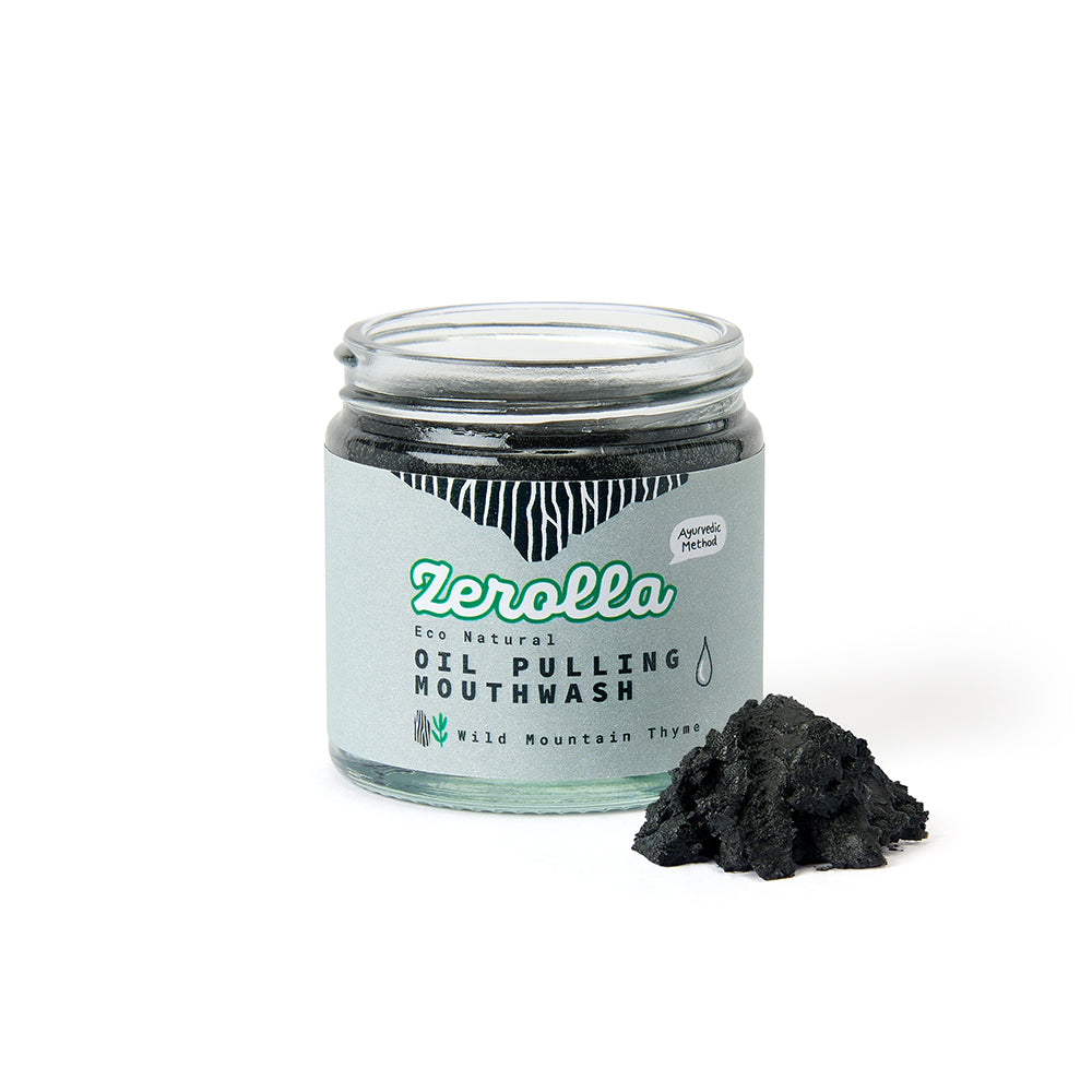 Eco Natural Oil Pulling Mouthwash with organic coconut and sesame oil for oral care