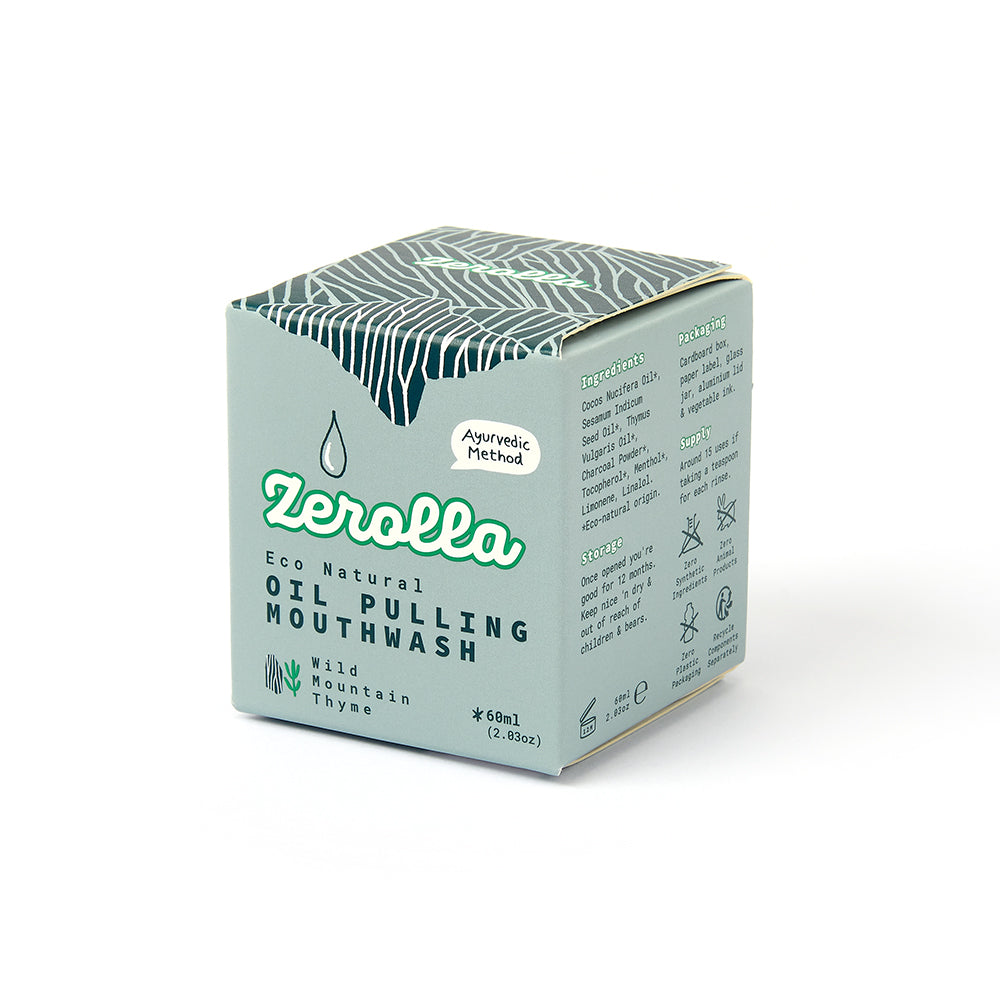 Eco Natural Oil Pulling Mouthwash bottle with organic coconut and sesame oil for oral care