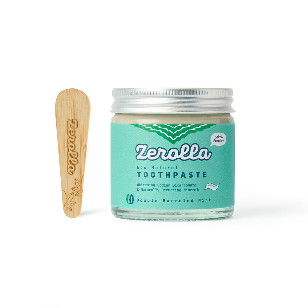 Eco Natural Toothpaste in zero-waste packaging with whitening Sodium Bicarbonate and organic essential oils