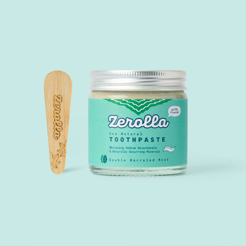 Eco Natural Toothpaste in zero-waste packaging with whitening Sodium Bicarbonate and organic essential oils