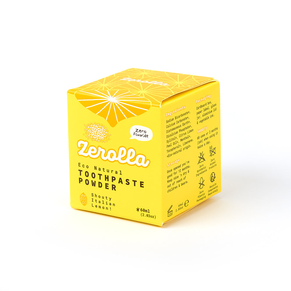 Eco Natural Toothpaste Powder jar with natural ingredients for whitening and plaque removal